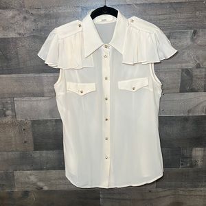 Beautiful Cream Bensoni Sleeveless Silk Blouse